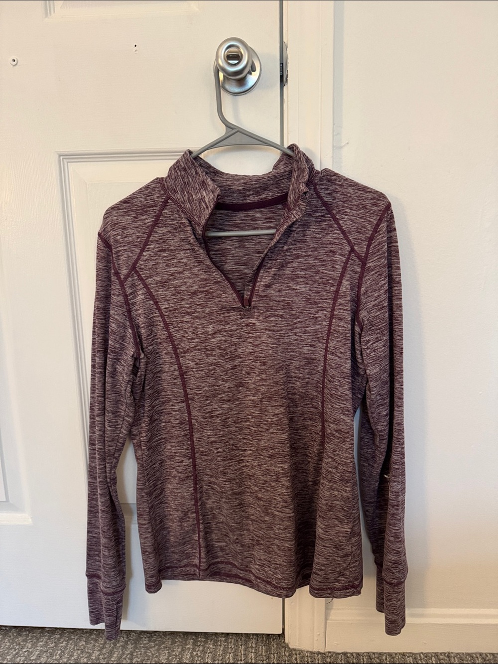 Danskin Marled Quarter-Zip Pullover - Plum Heather